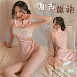 粉色高腰開叉性感旗袍