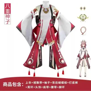 原神COS服 八重神子 可愛風雷電將軍假髮頭飾 原神COS服 八重神子 可愛風雷電將軍假髮頭飾